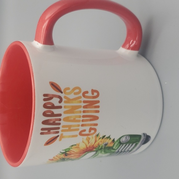 Red and Green Thanksgiving Vintage  Truck  Ceramic Mug 15 oz - Picture 3 of 5